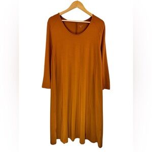 NWT Garnet Hill Seamed Knit Trapeze Dress Orange Size XL – 3/4 Sleeves